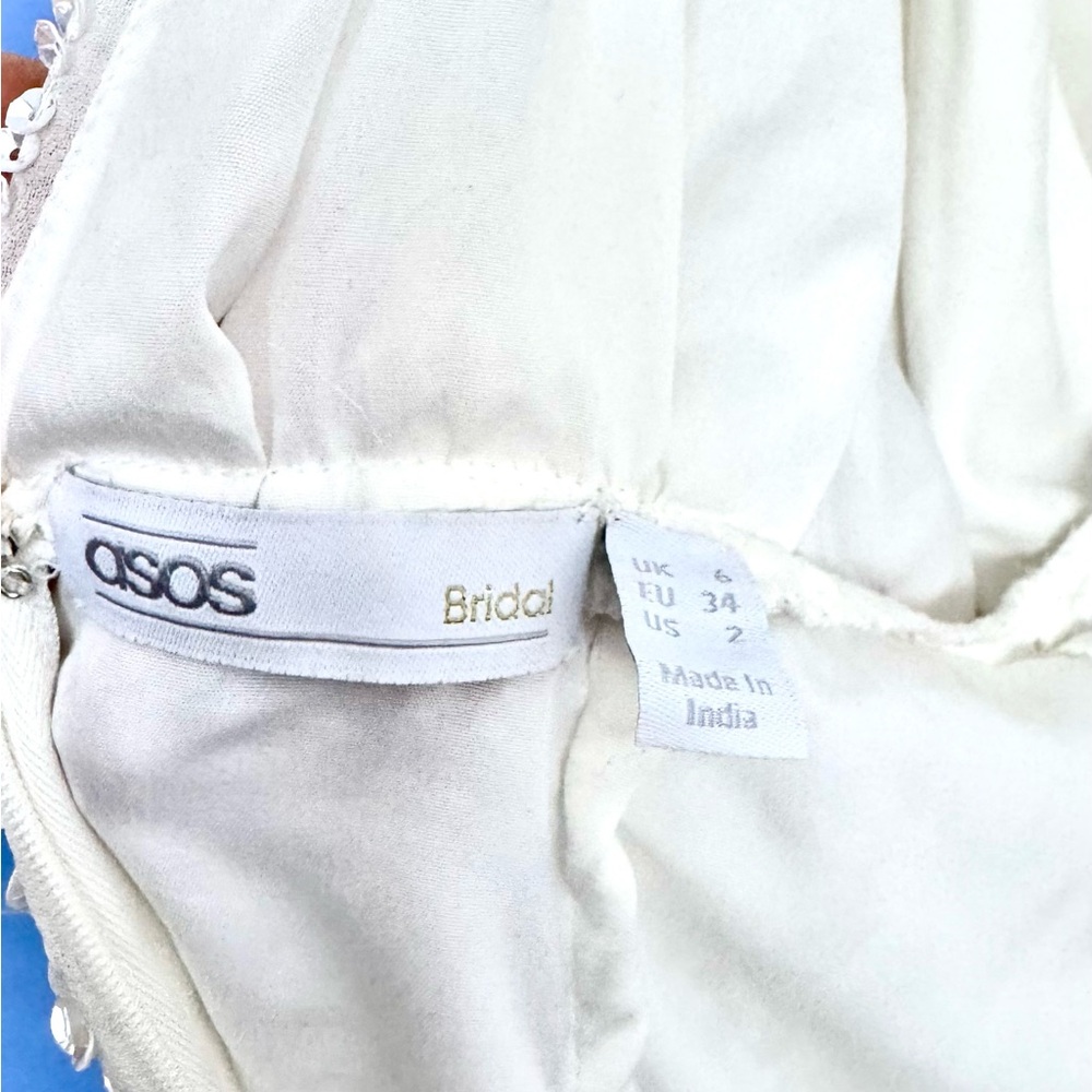 ASOS White Plunge Dolman Sleeve Wedding Gown